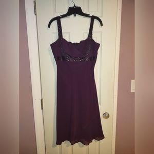 Mini purple formal dress beaded straps